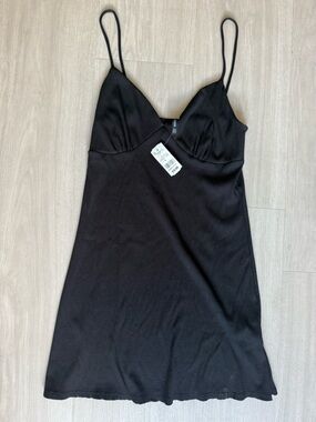 Q Black Ribbed Mini Dress